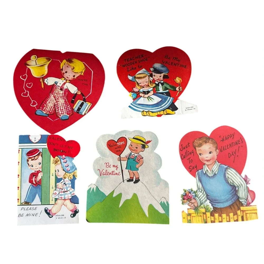 Vintage‎ 1950s Valentines Day Cards Lot 5 Gibson Ameri-Card Mid Century Die Cut